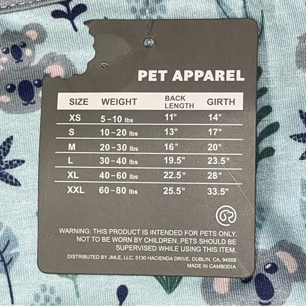 Fluffy Friends Pet Apparel Blue Koala Night Gown Clothes NWT Pet Medium